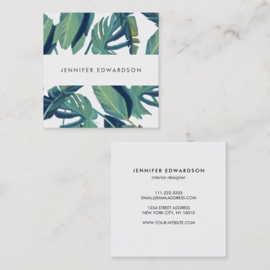 モダンな熱帯水彩画はプロフェッショナルを去ります スクエア名刺 (正面/裏面)