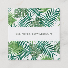モダンな熱帯水彩画はプロフェッショナルを去ります スクエア名刺