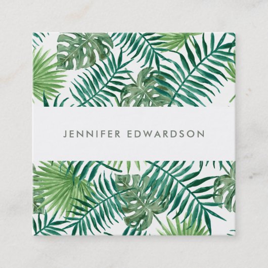 モダンな熱帯水彩画はプロフェッショナルを去ります スクエア名刺 (正面)