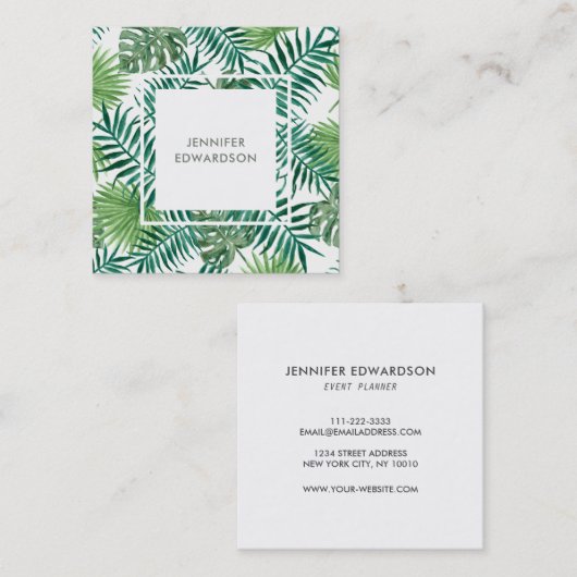モダンな熱帯水彩画はプロフェッショナルを去ります スクエア名刺 (正面/裏面)