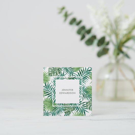 モダンな熱帯水彩画はプロフェッショナルを去ります スクエア名刺 (スタンド正面)