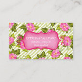 モダンな熱帯花柄のストライプな名刺 名刺 (正面)