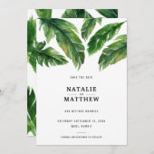 モダンな熱帯葉の保存日付カード サンキューカード (正面/裏面)