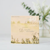 モダンな牧場の花の風景 誕生日 招待状 (スタンド正面)
