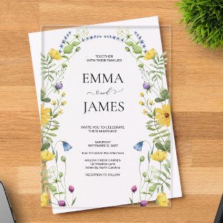 モダンな牧野の結婚式,ボヘミアン風の最小限のデザイン アクリル招待状