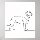 モダンな犬のラインアート ドローイング ミニマリスト ポスター (正面)
