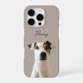 モダンな犬の写真と手書きペットの名前 iPhoneケース (裏面)
