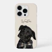 モダンな犬の写真と手書き風ペットの名前 iPhoneケース (裏面)