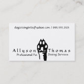 モダンな犬の目および足 名刺 (裏面)