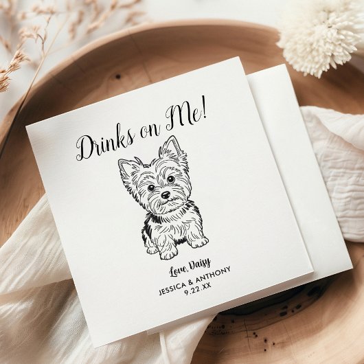 モダンな犬の結婚式のコクテルナプキン スタンダードカクテルナプキン