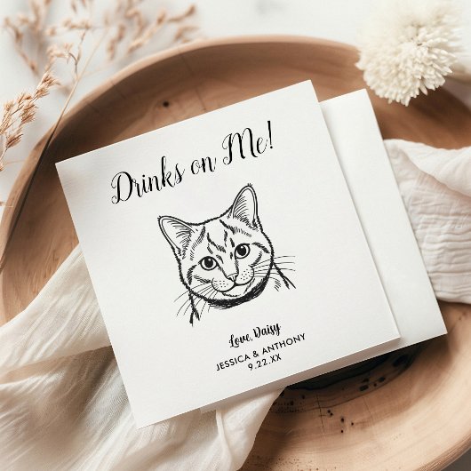 モダンな犬の結婚式コクテルナプキン スタンダードカクテルナプキン