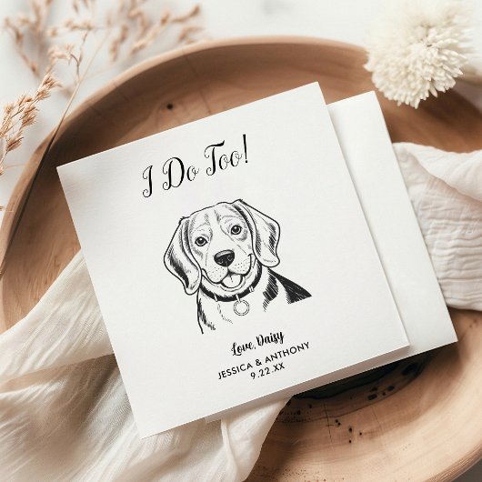 モダンな犬の結婚式コックテール用ナプキン スタンダードカクテルナプキン