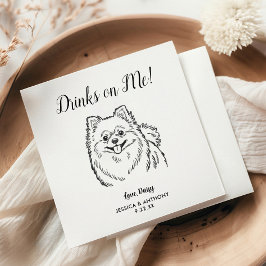 モダンな犬の結婚式コックテール用ナプキン スタンダードカクテルナプキン