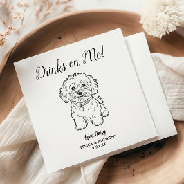 モダンな犬の結婚式コックテール用ナプキン スタンダードカクテルナプキン