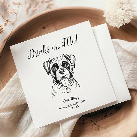 モダンな犬の結婚式コックテール用ナプキン スタンダードカクテルナプキン
