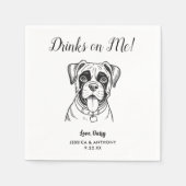 モダンな犬の結婚式コックテール用ナプキン スタンダードカクテルナプキン (正面)