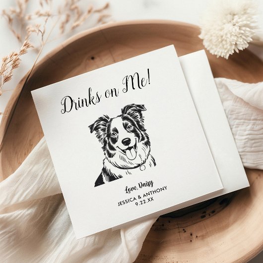 モダンな犬の結婚式用カクテルナプキン スタンダードカクテルナプキン