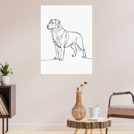 モダンな犬の線画アート ポスター