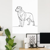 モダンな犬の線画アート ポスター (ホームオフィス)