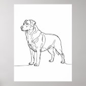 モダンな犬の線画アート ポスター (正面)