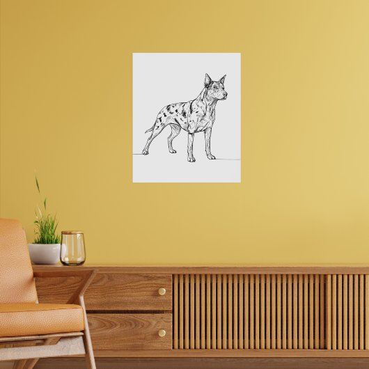 モダンな犬の線画アート ポスター (リビング2)