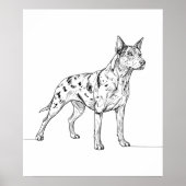 モダンな犬の線画アート ポスター (正面)