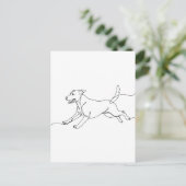 モダンな犬の線画ミニマリストアート ポストカード (スタンド正面)