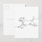 モダンな犬の線画ミニマリストアート ポストカード (正面/裏面)