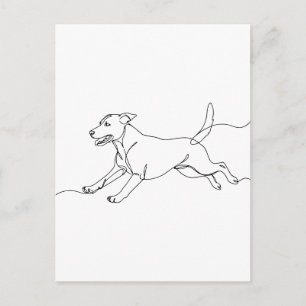 モダンな犬の線画ミニマリストアート ポストカード