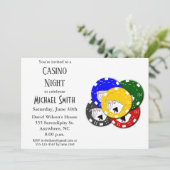 モダンな独身パーティー カジノポーカー夜 招待状 (スタンド正面)