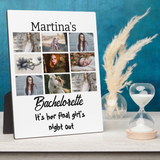 モダンな独身最後の夜カスタマイズ9枚写真コラージュ フォトプラーク (側面)