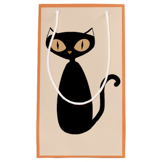 モダンな猫のギフトバッグ スモールペーパーバッグ (正面)