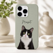 モダンな猫の写真と手書き風ペットの名前 iPhoneケース
