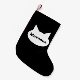 モダンな猫パーソナライズなペットストッキング- B&W/Red スモールクリスマスストッキング
