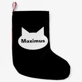 モダンな猫パーソナライズなペットストッキング- B&W/Red スモールクリスマスストッキング