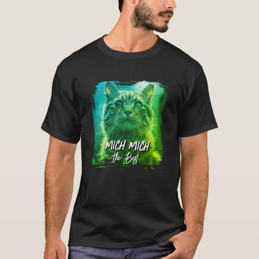 モダンな猫フレーム - 名前入り猫の写真 Tシャツ (正面)