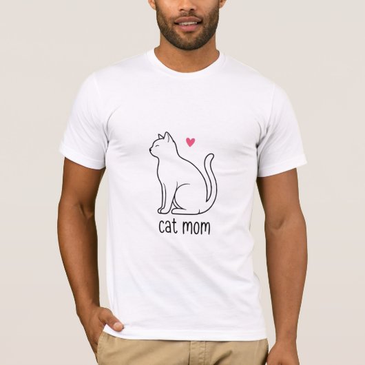 モダンな猫ママのハートのイラスト Tシャツ (正面)
