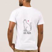 モダンな猫ママのハートのイラスト Tシャツ (裏面)
