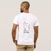 モダンな猫ママのハートのイラスト Tシャツ (裏面フル)
