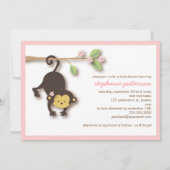 モダンな猿の甘い女の子のベビーシャワーの招待状 招待状 (正面)