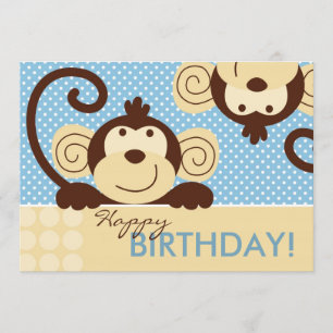 モダンな猿の誕生日 カード