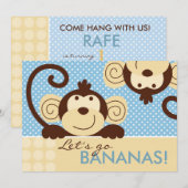 モダンな猿の誕生日 招待状 (正面/裏面)