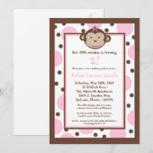 モダンな猿の5x7誕生日パーティー招待状 招待状 (正面/裏面)