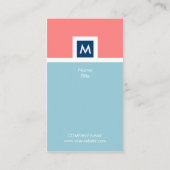 モダンな珊瑚および青いモノグラムの名刺 名刺 (裏面)