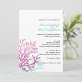 モダンな珊瑚のビーチの行先の結婚式招待状 招待状 (スタンド正面)