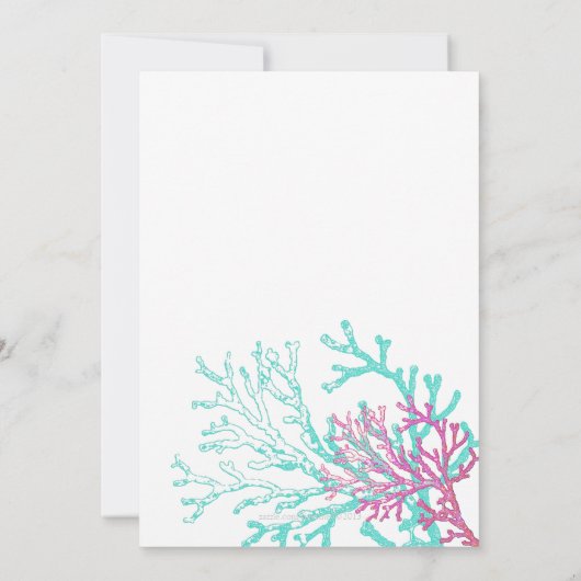 モダンな珊瑚のビーチの行先の結婚式招待状 招待状 (裏面)