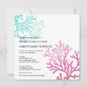モダンな珊瑚のビーチの行先の結婚式招待状 招待状 (正面)