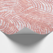 モダンな珊瑚のピンクのフェイクなグリッターのエレガントなヤシの木 ラッピングペーパー (角)