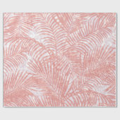 モダンな珊瑚のピンクのフェイクなグリッターのエレガントなヤシの木 ラッピングペーパー (フラット)