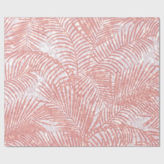 モダンな珊瑚のピンクのフェイクなグリッターのエレガントなヤシの木 ラッピングペーパー (フラット)